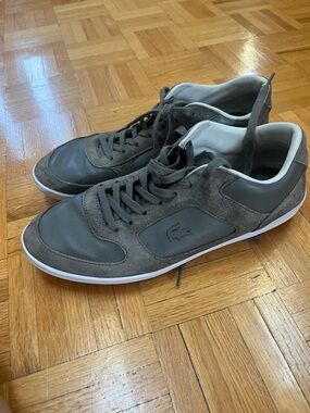 Lacoste Men's Gray Suede & Leather Low-Top Sneakers